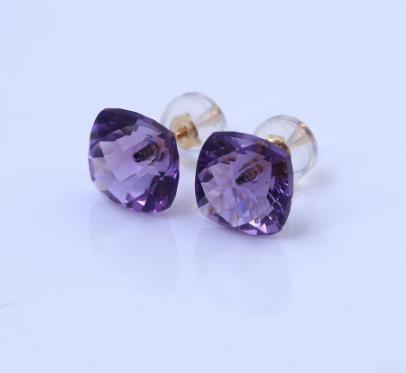 Orecchini con gemme quadrate viola Orecchini quadrati in argento sterling 925 placcati in oro