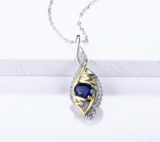 Collana con ciondolo in zaffiro blu per donna Gioielli in argento sterling 925 con gioielli di moda