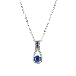 Ciondoli in argento sterling con zaffiro blu Gioielli in argento per feste da donna Creati con collana in stile casual con zaffiro