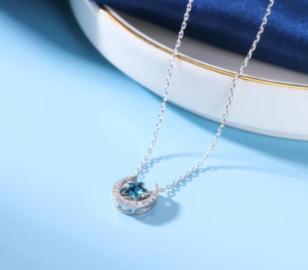 La Nuova Collana Di Diamanti Con Stella A Cinque Punte Collana In Argento Sterling 925 Donna Zircone Blu