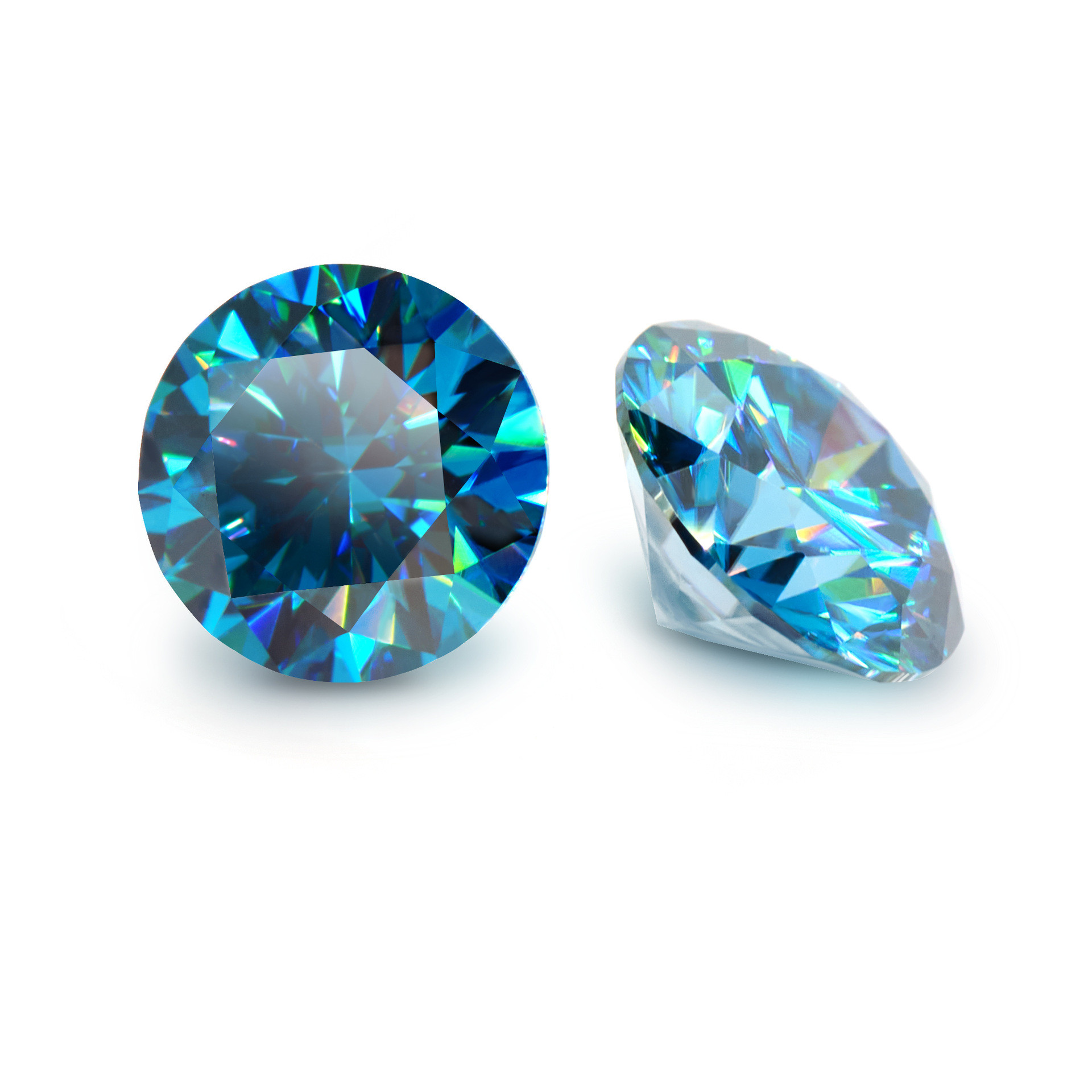 Moissanite blu a taglio brillante rotondo DEF di alta qualità da 5,0-6,0 mm per la creazione di gioielli