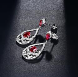 925 gioielli in argento sterling rubi pietre preziose diamante pendenti orecchini per le donne cristallo rosso