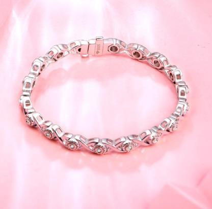 Bracciale con ciondolo in pietra Mosan da donna in argento sterling 925 18 carati