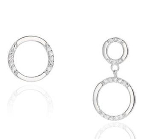 Orecchini asimmetrici doppi circolari in argento sterling 925 placcati in oro