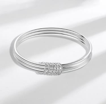 Bracciale in Argento S925 personalizzato con foglia di piuma d'epoca a mano semplice