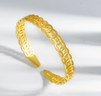 Bracciale con fibbia in vera moneta in ottone 24K