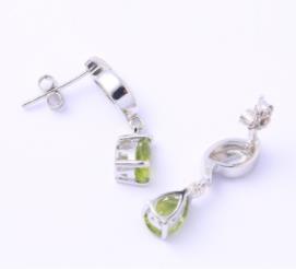 Eleganti orecchini alla moda placcati in argento sterling 925 con gemma verde oliva