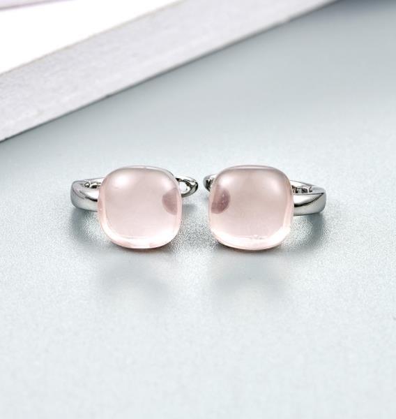 Orecchini alla moda placcati in argento sterling 925 con cristallo rosa chiaro