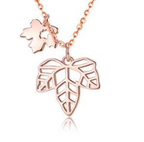 Nuova collana in oro rosa semplice resistente alle allergie in argento sterling S925 foglia d'acero per le donne