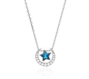 La Nuova Collana Di Diamanti Con Stella A Cinque Punte Collana In Argento Sterling 925 Donna Zircone Blu