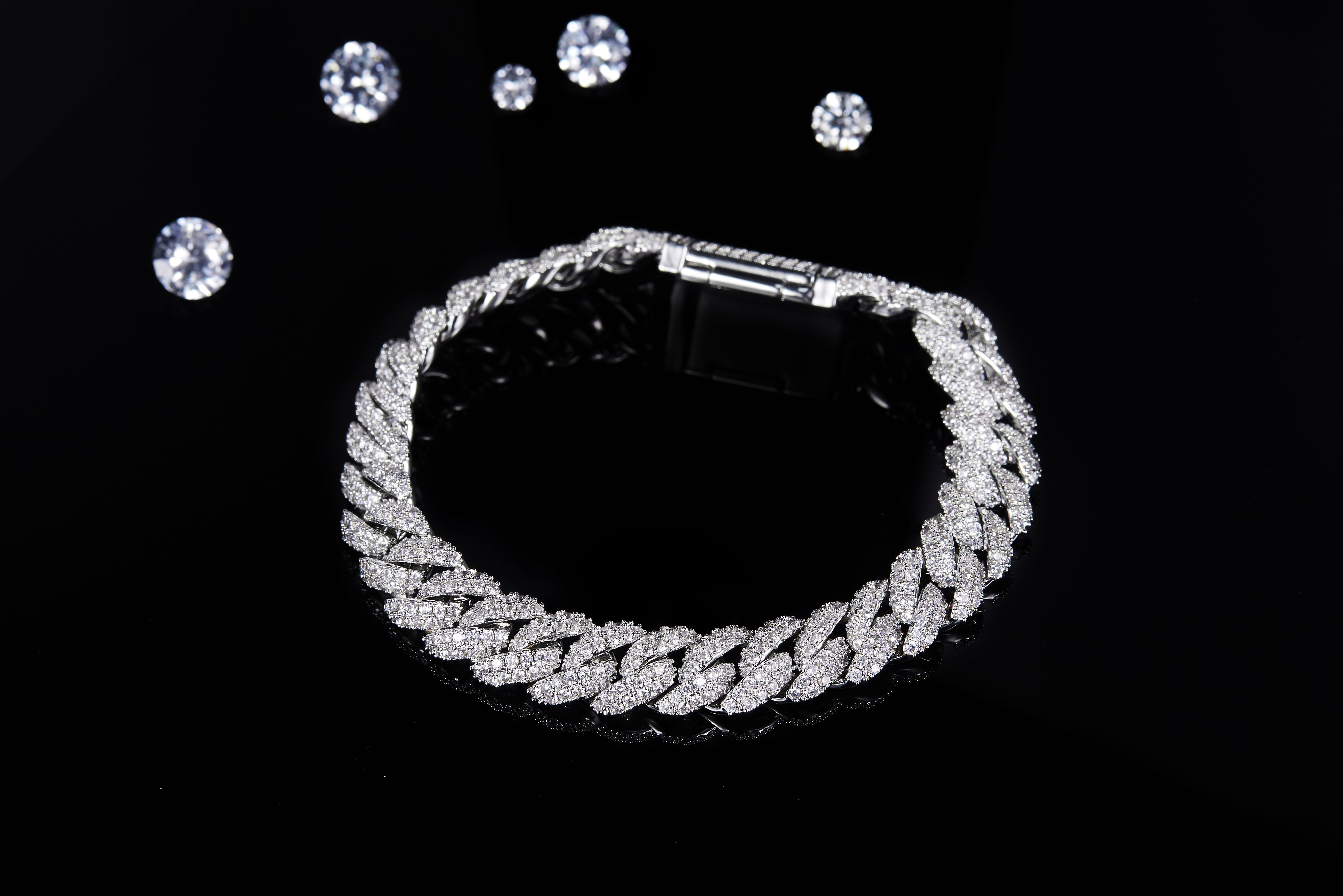 Lussuoso bracciale Moissanite da uomo e da donna con diamanti pieni