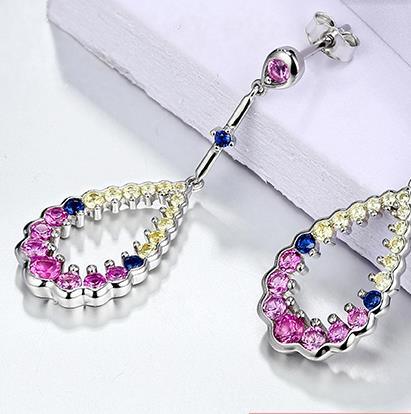 Orecchino in argento sterling con zaffiro rosa per donna Designs S925 per donna elegante