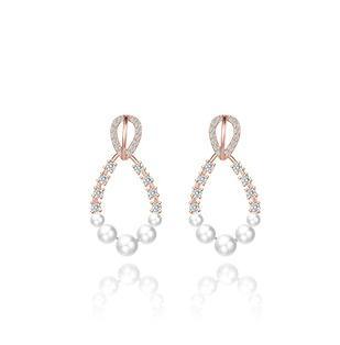 Eleganti orecchini da donna in argento sterling 925 con perle moissanite placcate oro