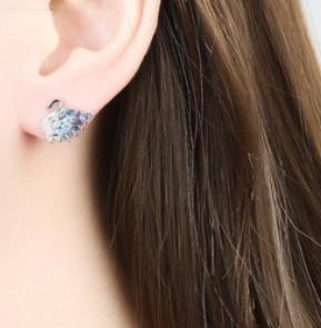 Gem Blue Sky Goose Orecchini carini in argento sterling 925 placcati in oro