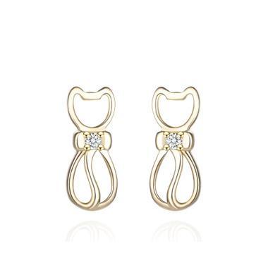 Eleganti e adorabili orecchini da donna in argento sterling 925 con gattino