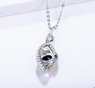 Collana con ciondolo in zaffiro blu per donna Gioielli in argento sterling 925 con gioielli di moda