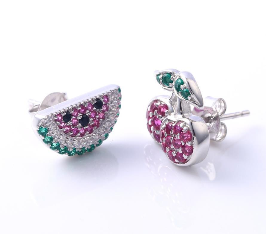 Lovely Fruit Earrings Orecchini con gemma placcata oro in argento sterling 925