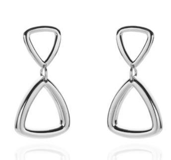 Orecchini da donna a doppio triangolo in argento sterling 925 placcato oro