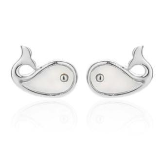 Orecchini di moda placcati in argento sterling 925 con design carino balena