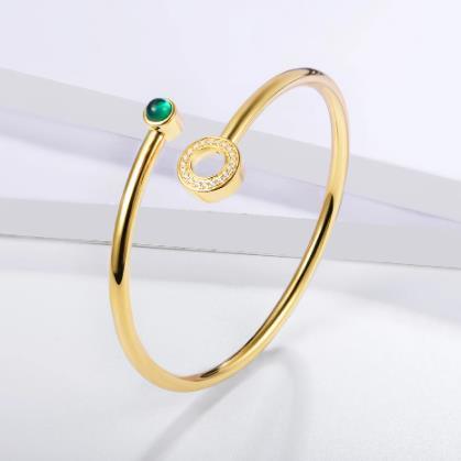 Regalo di fidanzamento romantico in oro 18 carati da donna con bracciale smeraldo nonna