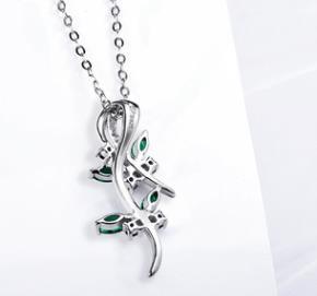 S925 gioielli in argento sterling che nutrono smeraldo collana pendente smeraldo regalo