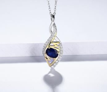 Collana con ciondolo in zaffiro blu per donna Gioielli in argento sterling 925 con gioielli di moda