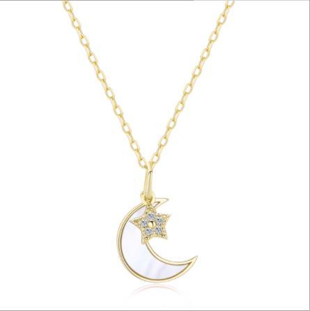 Collana in Argento S925 Stella Luna Conchiglia Gioielli Catena Regalo Fantasia Luna E Stella