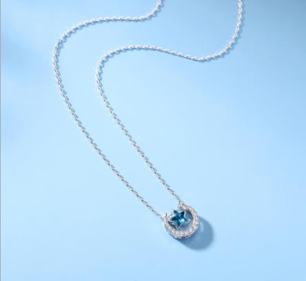 La Nuova Collana Di Diamanti Con Stella A Cinque Punte Collana In Argento Sterling 925 Donna Zircone Blu