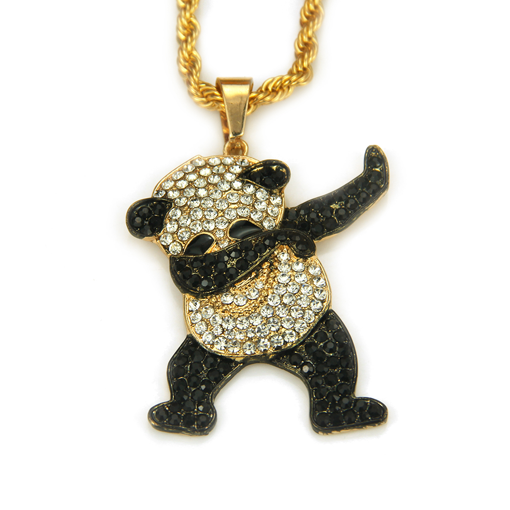 Pendente della collana del panda della roccia sveglio di Hip Hop