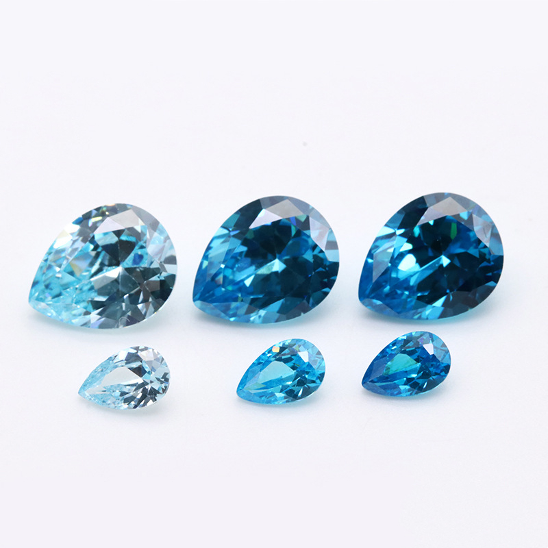 Cubic Zirconia VVS a forma di pera blu caldo 3A