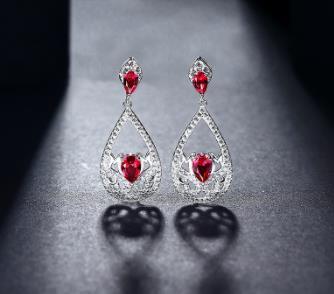 925 gioielli in argento sterling rubi pietre preziose diamante pendenti orecchini per le donne cristallo rosso