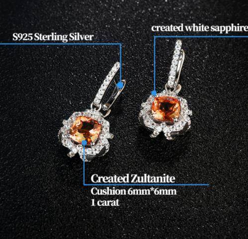 Zultanite Cambia Colore Pietra Argento Orecchino Donne Gioielleria Fine Creato Diaspore Zultanite Classico Stile di Gioielleria