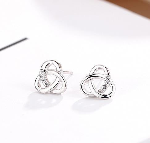 Orecchini carini da donna intrecciati a forma di avvolgimento in argento sterling 925 placcato