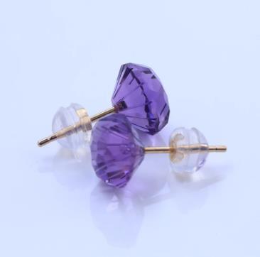 Orecchini rotondi con gemme viola Orecchini rotondi in argento sterling 925 placcati in oro