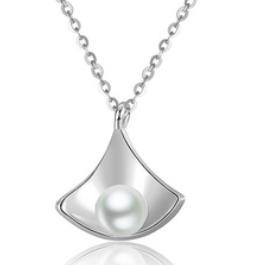 Nuova Collana Geometrica Argento S925 Donna Contratta Perla Pendente Triangolo Personalità