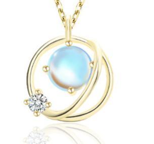 Collana in argento 925 con pietra di luna cosmica coreana alla moda, piccolo pianeta da sogno fresco