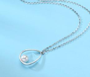 Collana di perle d'argento Collana di temperamento semplice in argento sterling S925