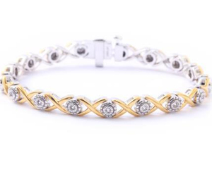 Bracciale in argento sterling con diamanti naturali gioielli gialli placcati in oro