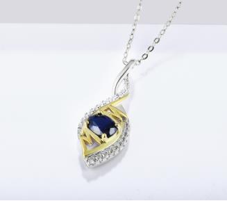 Collana con ciondolo in zaffiro blu per donna Gioielli in argento sterling 925 con gioielli di moda