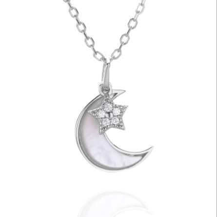 Collana in Argento S925 Stella Luna Conchiglia Gioielli Catena Regalo Fantasia Luna E Stella