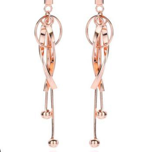 Orecchini da donna eleganti in argento sterling 925 placcato oro con nappa in metallo