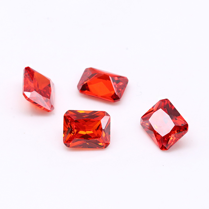 3A Cubic Zirconia Rettangolare Di Alta Qualità Rosso Brillante