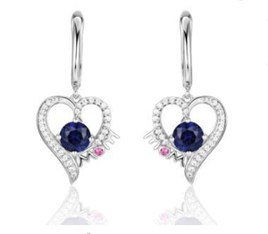 Orecchini con zaffiro Argento 925 Materiale Donna Squisito zaffiro Orecchini a forma di cuore Regalo per feste