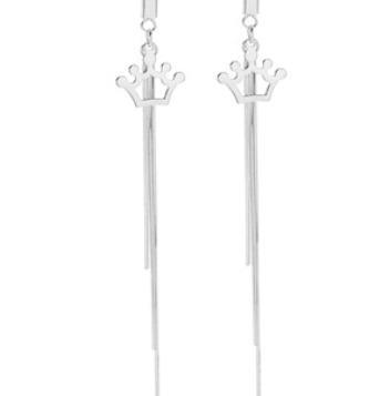 Orecchini da donna in argento sterling 925 con corona e nappa