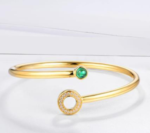 Regalo di fidanzamento romantico in oro 18 carati da donna con bracciale smeraldo nonna