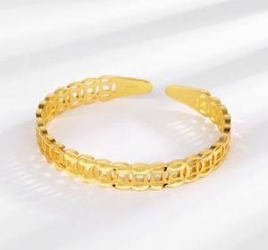 Bracciale con fibbia in vera moneta in ottone 24K