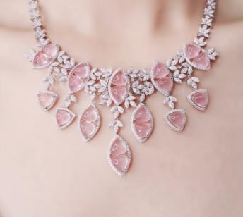 Collana classica in quarzo rosa Collana in argento 925 con gioielli squisiti con gemme di cristallo