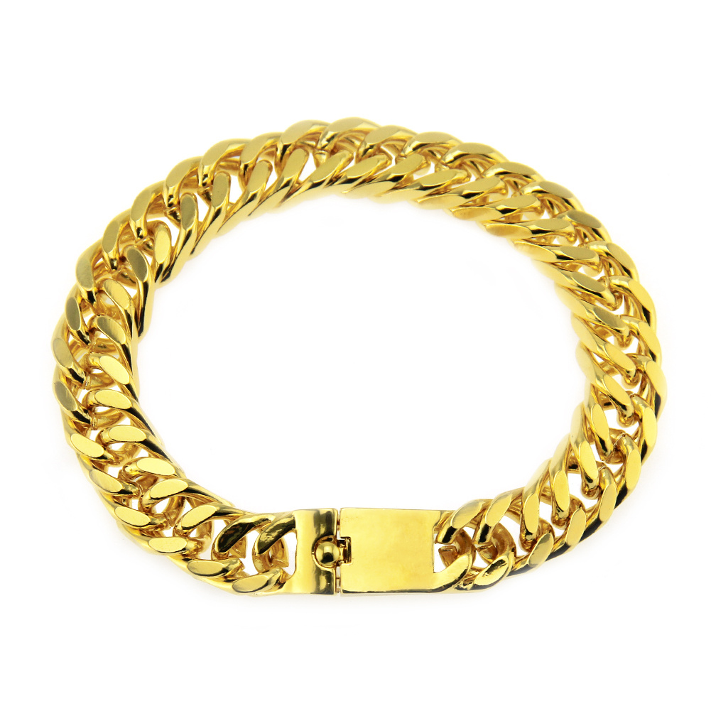 Hip Hop Rapper Prepotente Bracciale in oro cubano Bracciale Bracciale esagerato