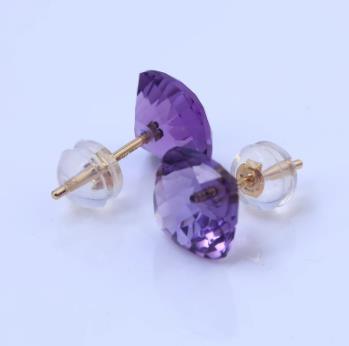 Orecchini con gemme quadrate viola Orecchini quadrati in argento sterling 925 placcati in oro