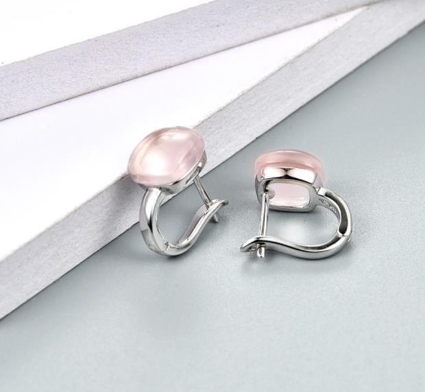 Orecchini alla moda placcati in argento sterling 925 con cristallo rosa chiaro